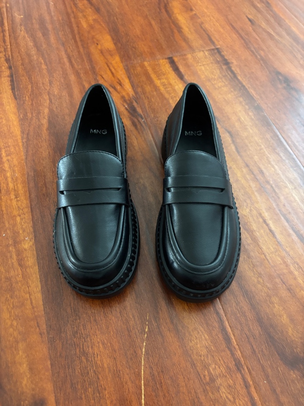 Mango Black Leather Penny Loafers - kids